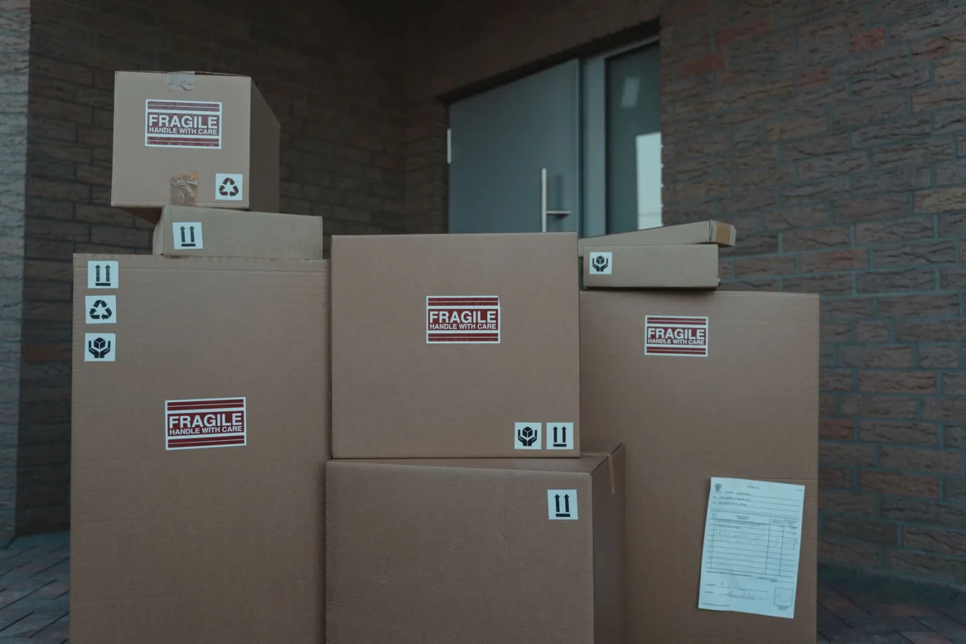 Cartons fragiles préparés pour une expédition